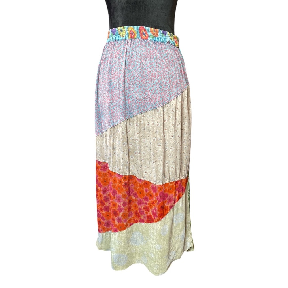Sacred Threads Multi Pattern, Multi Color 100% Rayon Maxi Skirt